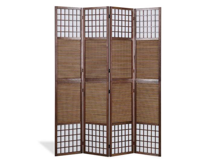 Homestyle4u Paravent 4-tlg. 160/200 cm Braun Bambusstreben, Holz, 160x200x2 cm, Wohnzimmer, Raumteiler, Paravents
