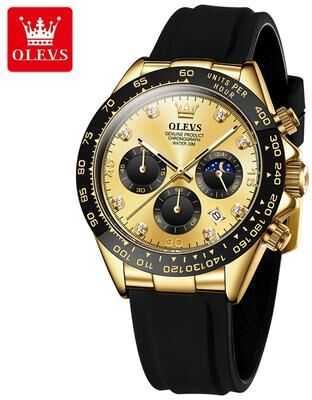 Fashion Sheath Luxury Quartz Watch For Men Waterproof Chronograph Wristwatch all Gold