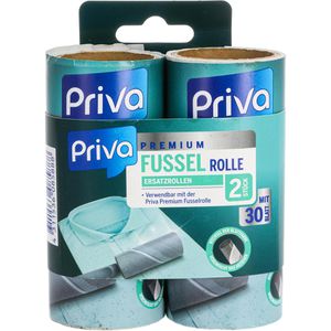 Priva Fusselrolle-Ersatzrolle Premium, 30 Blatt pro Rolle, Rollenbreite 10 cm, 2 Stück