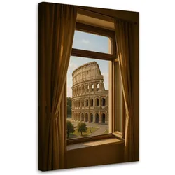 LEINWANDBILD Blick aus dem Fenster auf das Kolosseum in Rom 40x60cm
