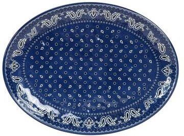 Paseo Road by HiEnd Accents Tasha Polizzi for Paseo Road Patchwork Bandana 1 Piece Indigo Bandana Paisley Melamine Western Serving Platter