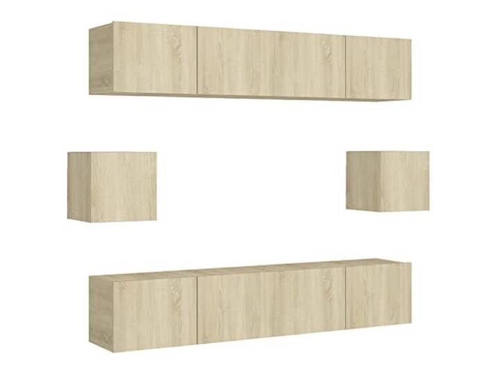 GKHPYURE TV-Möbel-Set, 6-teilig, Sonoma-Eiche Mehrschichtholz, 4x 80x30x30cm, 2x 30,5x30x30cm, Wandbefestigung, leichte Reinigung