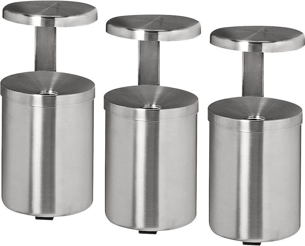 kaiserkraft Wandascher mit Dach, Edelstahl, VE 3 Stk, Volumen 6 l