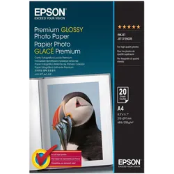 Epson Premium Glossy Photo Paper (255 g/m2, A4, 20 Stk.), Fotopapier, Weiss