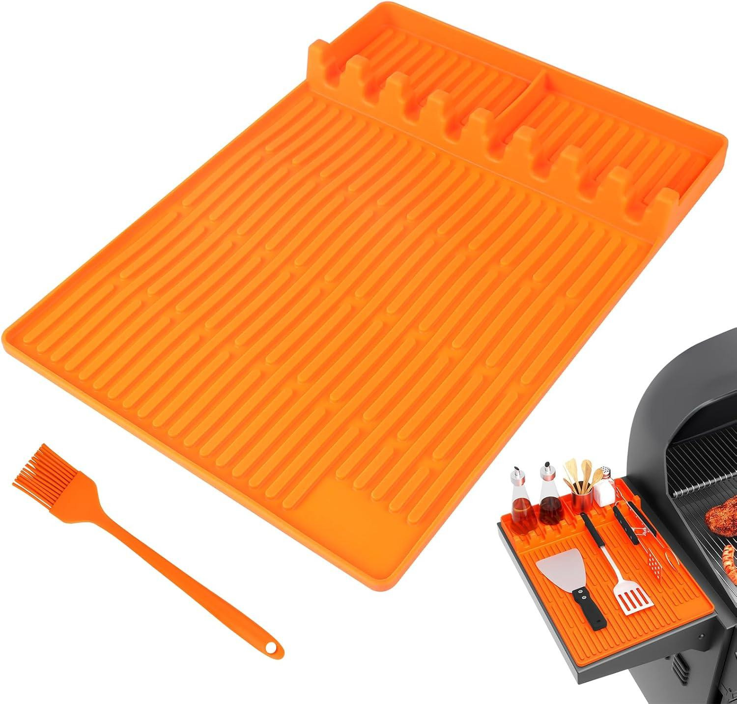 Oranje silicone BBQ grillmat ter bescherming tegen krassen voor je barbecue