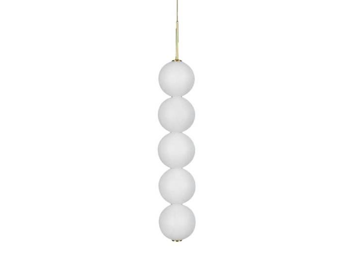 TERZANI lampe à suspension ABACUS 5 sphères dimmer DALI (rosace en laiton satiné - Verre blanc satiné et métal)