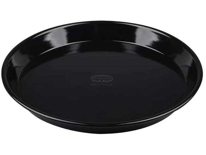 Pizzablech Emaille Tradition 30 cm , schwarz, B:30cm H:3cm T:30cm Ø:30cm, DR. OETKER KÜCHENHELFER, Backbleche, Pizzablech