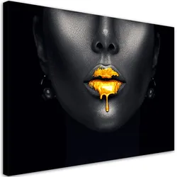 LEINWANDBILD Goldene Lippen, Frauen-Glamour-Stil 120x80cm