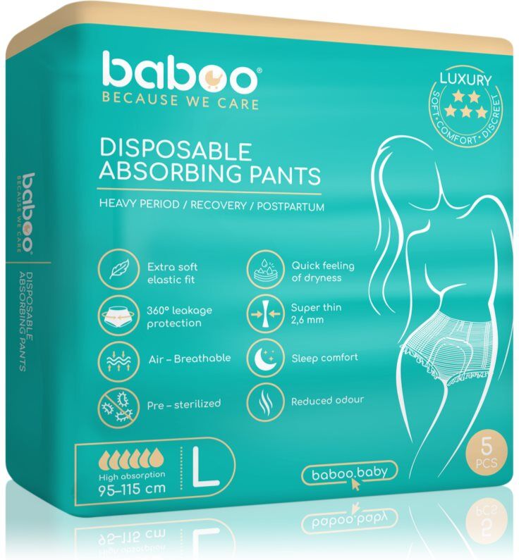 Baboo Disposable Absorbing Pants disposable nappy pants size L 5 pc
