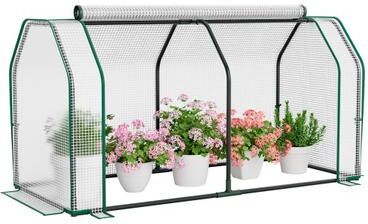 Costway 47.5 x 21.5 x 24 Inch Outdoor Mini Greenhouse with Roll-up Zipper Door