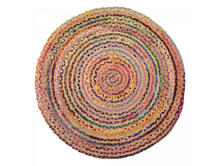 Tapis rond en jute pour grand salon, tissé main, rouge ø200 cm