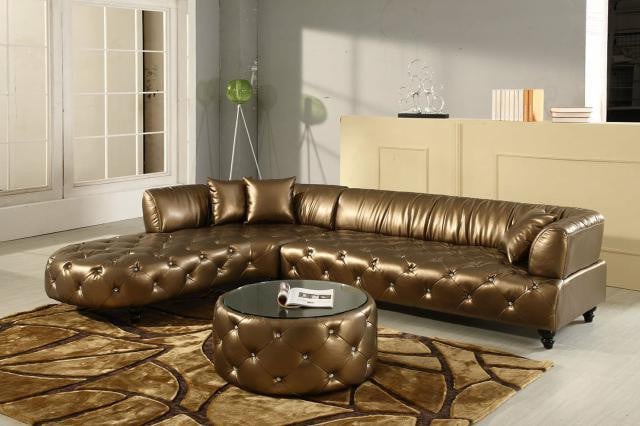 Chesterfield Luxus hoekbank in lederen uitvoering voor de woonkamer