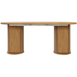 MODFU Ausziehtisch aus MDF und Metall, Dunkelbraun, 149,8-189,7x80x75 cm, gewerblich geeignet, mit Staufach