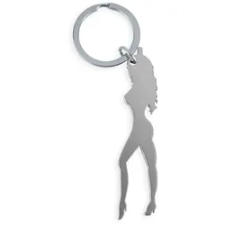 DIABLO PICANTE - SCHLÜSSELANHÄNGER MIT WEIBLICHER SILHOUETTE IN SILBERFARBE MIT BIERÖFFNER