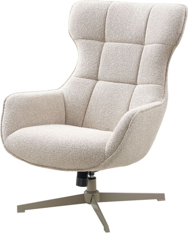 Moloo Fauteuil lounge pivotant en tissu beige Beige 86x100x76cm