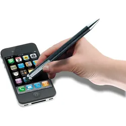 ONLINE® Touchpen-Kugelschreiber Stylus XL Carbon Design, Schreibfarbe: blau