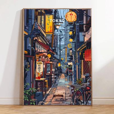 Uplift Picks Japanese Wall Art Tokyo Rainy Night Poster Cityscape Canvas Print For Modern Home Decor 30 30x45 Cm no Frame