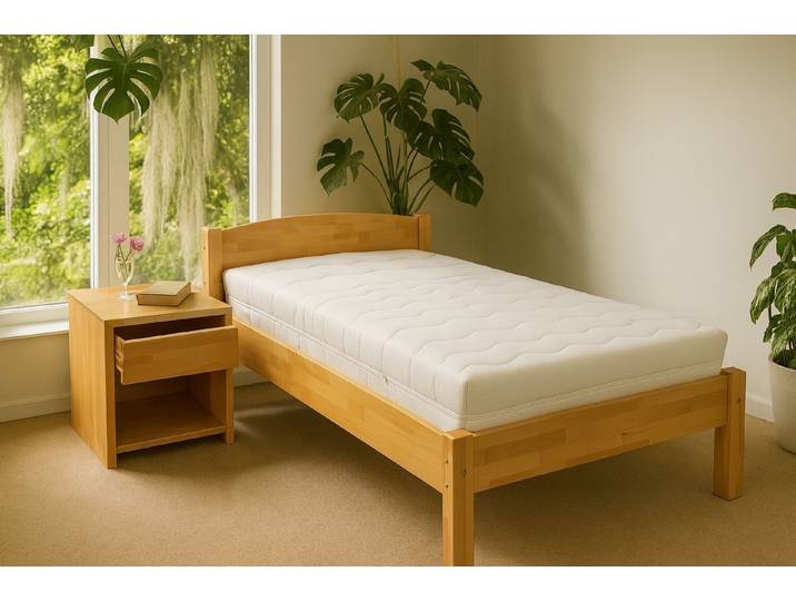 bv-vertrieb Holzbett Einzelbett Buche geölt Holzbett stabiles Bett 100x200 #4462, Massivholz Buche geölt