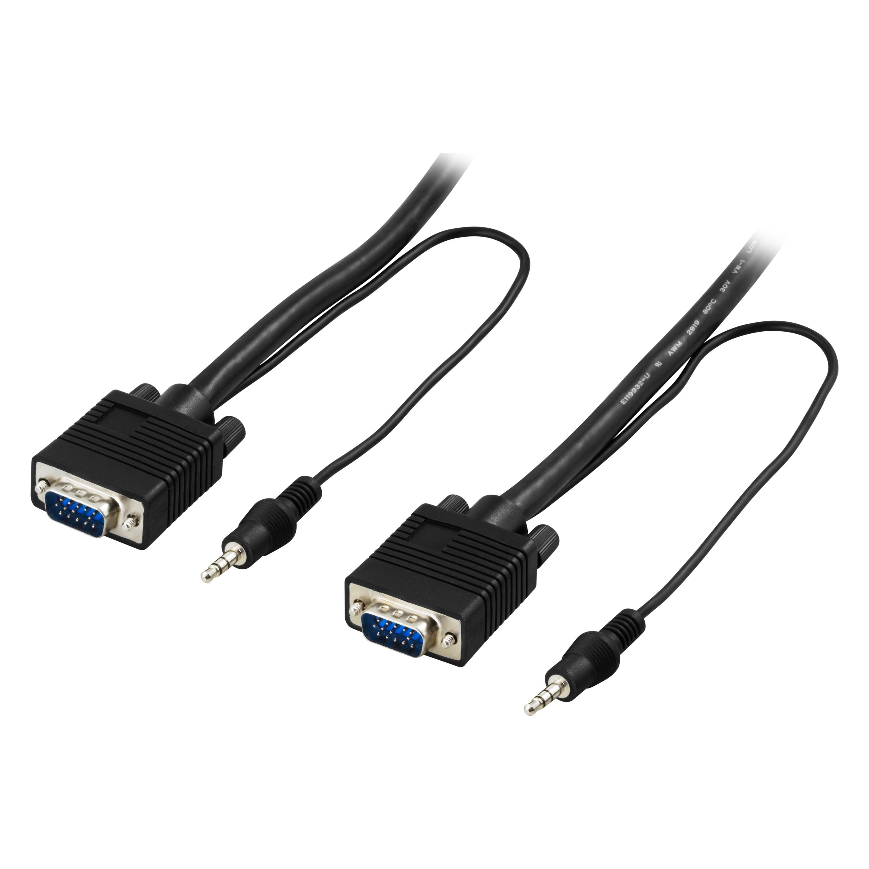 Deltaco monitorkabel RGB HD15ha-ha utan pin 9 med 3.5mm ljud 20m (20 m) (RGB-7G)