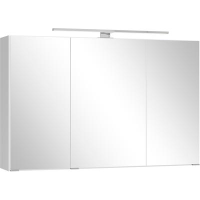 Badezimmerspiegelschrank WELLTIME "CABO, gedämpfte Scharniere", weiß, B:100cm H:64cm T:20cm, Holzwerkstoff, Schränke, Rundumsicht, dank besonderer Klapptechnik