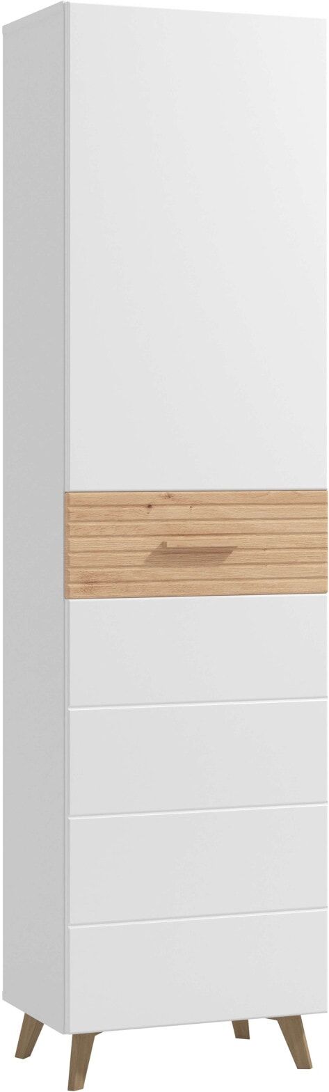 Garderobenschrank HOME AFFAIRE "Sein, Kleiderschrank, Stauraumschrank, Flurschrank, Höhe 193 cm", weiss (weiß hochglanz folie), B:51,5cm H:193cm T:35cm, Holzwerkstoff, Kunststoff, MDF, Metall, Schränke, Garderobenschrank, Hochglanzfronten, ausziehbare Kle