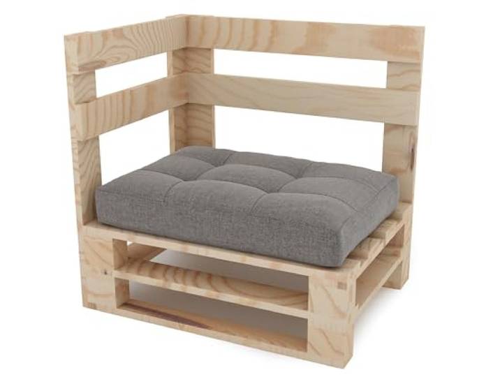 Lermowood Palettenmöbel Mpe Eckbank 80 x 60 cm Natur Europaletten Indoor und Outdoor Lounge Gartenmöbel Holz Gartenmöbel Set Lounge Möbel Terrasse Balkon Loft Stil Paletten