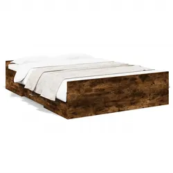 vidaXL Bettgestell mit Schubladen Räuchereiche 135x190cm Holzwerkstoff