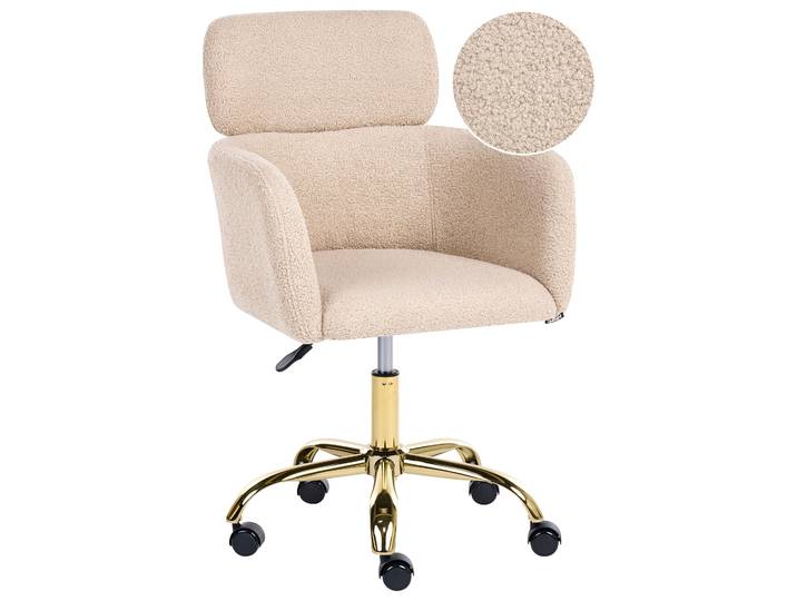 BELIANI Bürostuhl Beige Bouclé Höhenverstellbar Drehbar Modernes Design Homeoffice Schreibtischstuhl