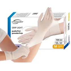 Latexhandschuhe Hygonorm Grip Light weiß M puderfrei, unsteril, starke Qualität, 100 Stück/Box
