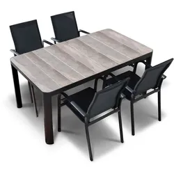 Gartenmöbel Set Luca 5tlg. Aluminium Grau Anthrazit