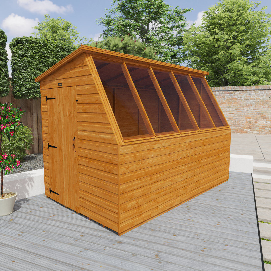 Tiger Sheds Solid Wood Shiplap Pent Garden Shed Orange 6ft. W x 10ft. D