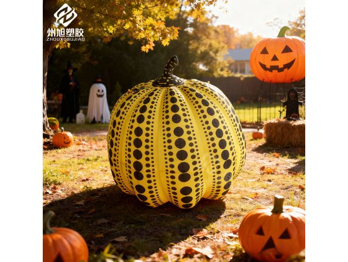 Citrouille jaune gonflable extérieure personnalisée-accessoire décoratif extérieur réaliste d'Halloween pour les événements