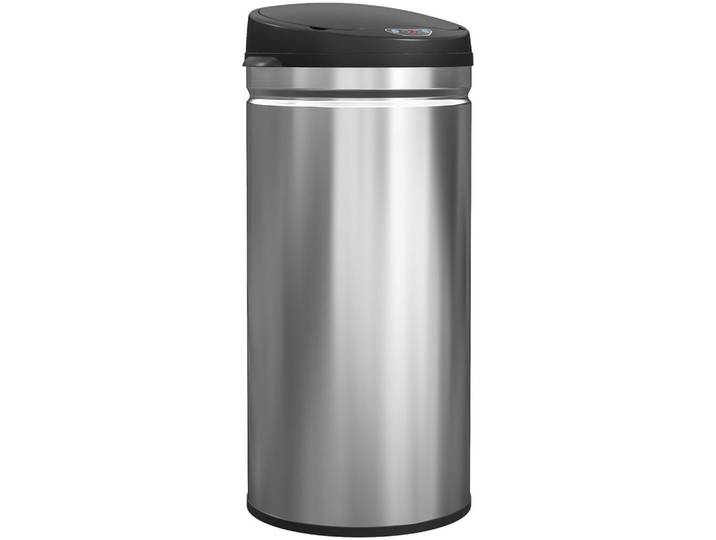 Homcom Mülleimer mit Sensor 42L Edelstahl Automatischer Mülleimer mit Soft-Close-Deckel, Silberfarben, Metall, 30.5x68x30.5 cm, Badaccessoires, Abfalleimer