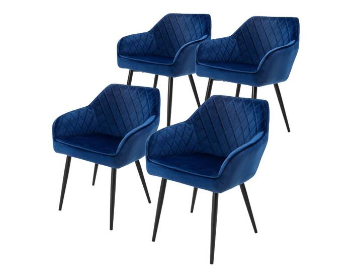 ESSZIMMERSTUHL Samt Dunkelblau 4er Set