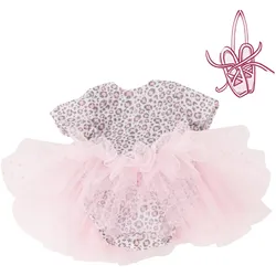 Götz - Ballettanzug Schmusekatze Gr. S, glitzernder Leo‐Body mit rosa Tüllrock für Babypuppen 30–33 cm