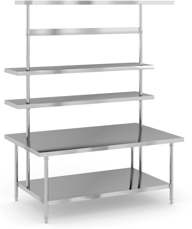 B2B Partner Edelstahl-Arbeitstisch mit Aufsatz, 1500 x 950 x 2100 mm