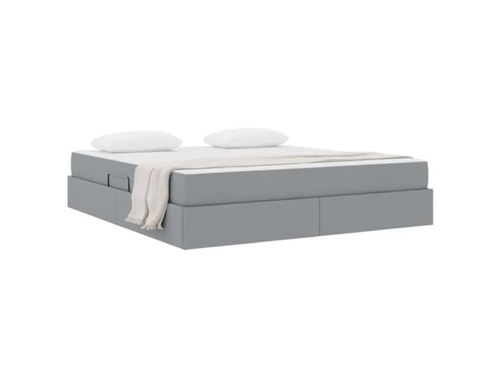 KTHLBRH Boxspringbett mit Matratze, Hellgrau, 160 x 200 cm Hydraulisches Heben, Gestell aus Metall, großer Behälter, 280 kg Tragkraft