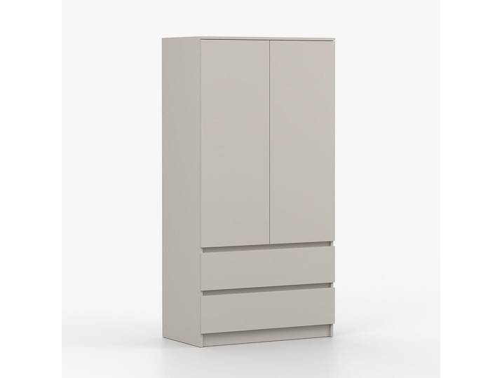 imoebel24 Drehtürenschrank Solo 2D2S II 90 cm Kaschmir/Kaschmir, 2-türig, zwei Schubladen, grifflos, 4 Fächer, 90x180x50 cm, Schlafzimmer, Kleiderschränke, Drehtürenschränke