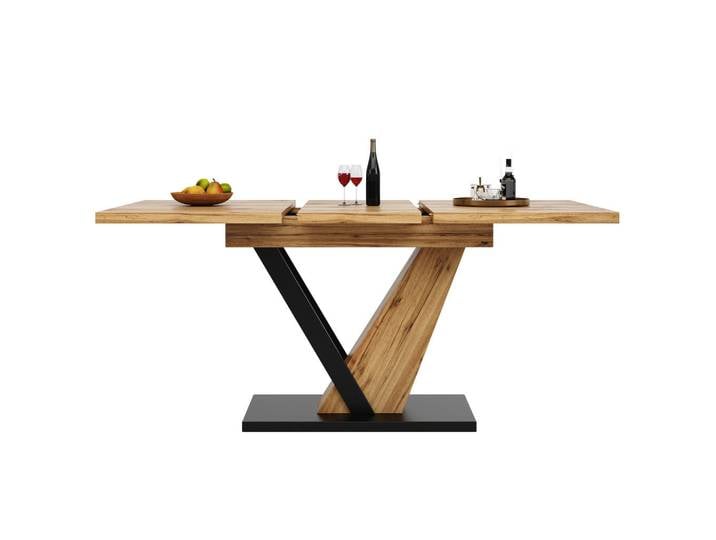Flieks Esstisch Ausziehbar 120-160cm Holz Maserung, Naturfarben, Metall, 120x75.5x75 cm, Esszimmer, Esstische