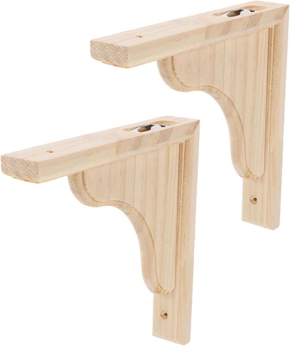 Houten Plankdragers Driehoekige Steunen voor Zwevende Planken Khaki 20x20x3 cm