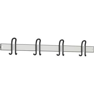 CP-Möbel Garderobenleiste Solid, 08078-4101, grau, Kunststoff, 100cm breit, mit 8 verdeckten Haken & 4 Huthaken