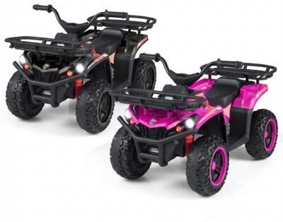 Costway 24V Electric Ride On Quad with LED Headlights-Black+Pink