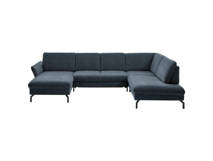 Beldomo System Wohnlandschaft, Blaugrau, Metall, 5-Sitzer, U-Form, 335x220 cm, Goldenes M, Stoffauswahl, Sitzqualitäten, seitenverkehrt erhältlich, individuell planbar, Wohnzimmer, Sofas & Couches, Wohnlandschaften, Wohnlandschaft U-Form