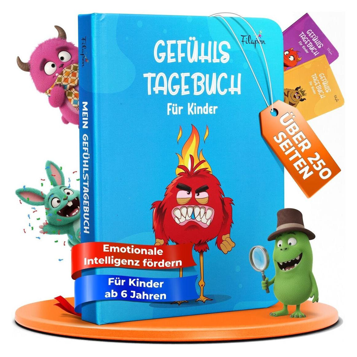Filapen Gefühlstagebuch für Kinder ab 6 Jahre Emotions-Tagebuch für 100 Tage (GT-01-BLAU)
