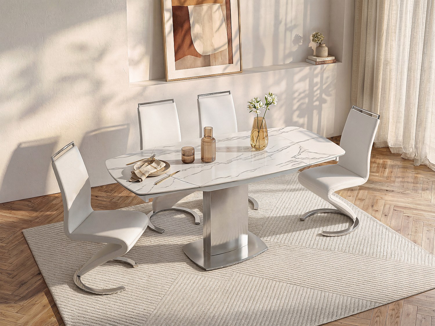 Vente-unique Esstisch ausziehbar - 4 bis 6 Personen - Keramik & Stahl - TALICIA 658413