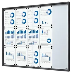 Showdown Displays Abschließbarer Schaukasten »SLIM« 15x A4 grau, 112.6x94.8x5 cm