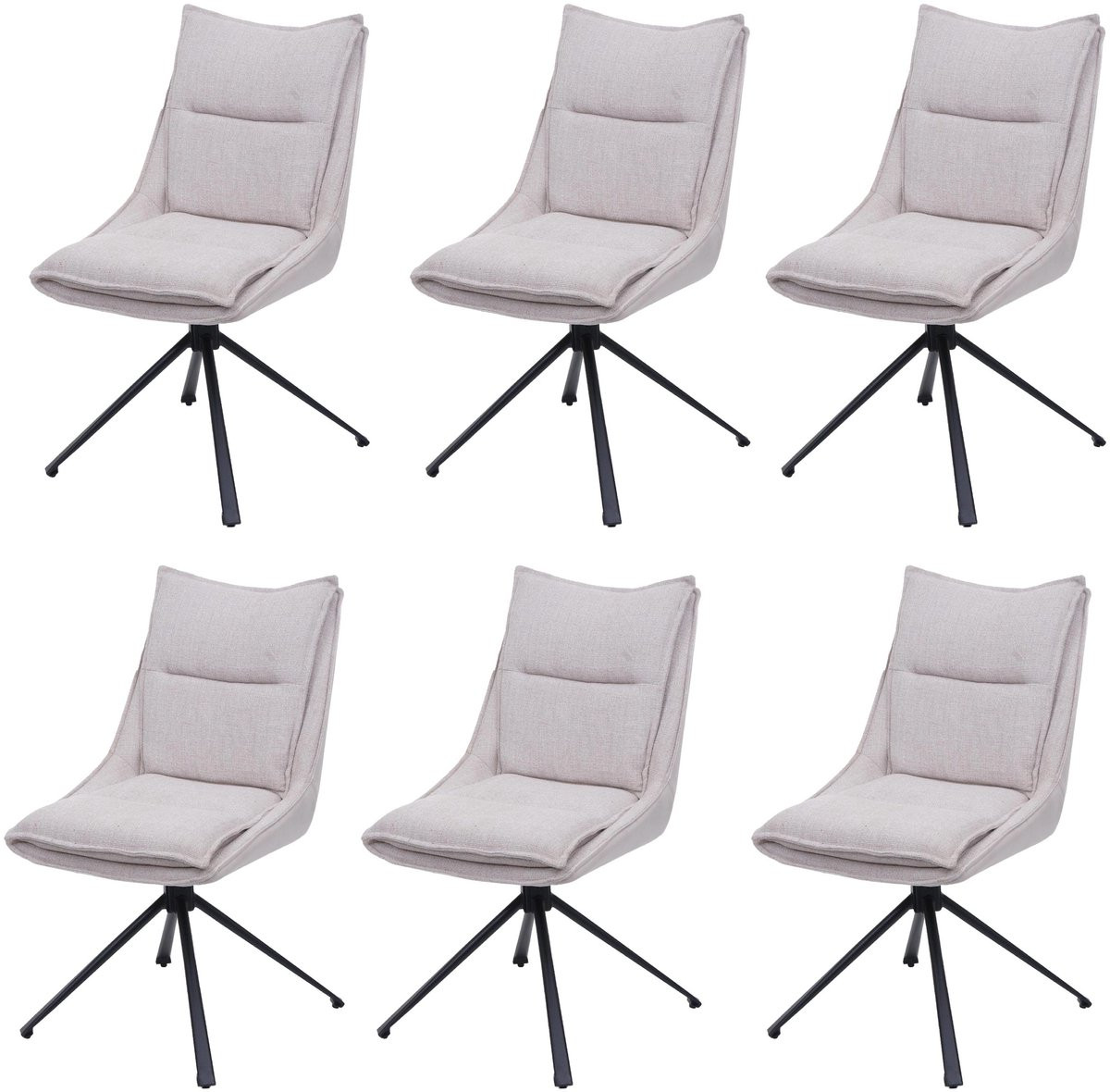 Set van 6 draaibare eetkamerstoelen MCW-N71 met Auto-Return in crèmebeige textiel