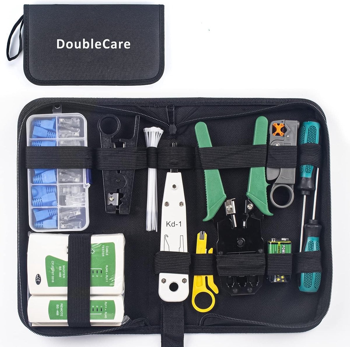 DoubleCare Elysium Netwerk Tester Set - UTP en Ethernet/LAN Kabel Tester - Zwart/Multicolour