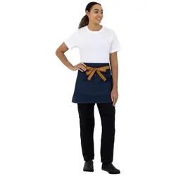 Southside kurze Bistroschürze Denim blau mit hellbraunen Bändern - 5 Schürzen