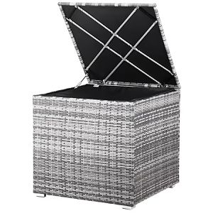 CASARIA Gartenbox 109153, aus Polyrattan, 75 x 75 x 70cm, 318 Liter, grau, wasserdicht